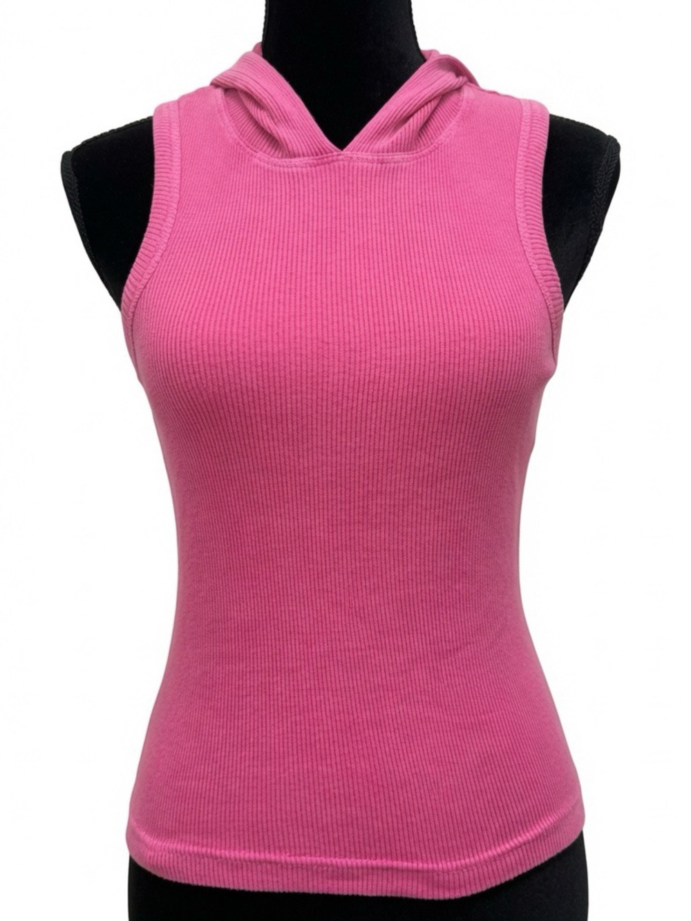 Hard Tail Hot Pink Sleeveless Hooded Ribbed Tank Top One Size Made in  USA
